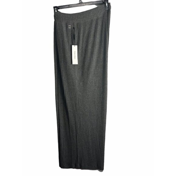 Calvin Klein Pants - Calvin Klein Women's Elastic Waist Gray Ribbed Wide Leg Pants 1X NWT